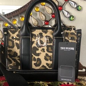 NWT True Religion Leopard Print Mini Tote/Satchel/Crossbody